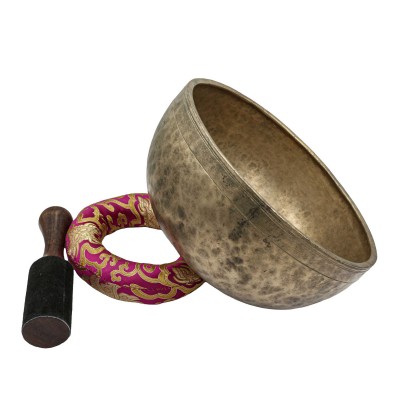 [old], Buddhist [real Antique] Hand Beaten [jambati] Singing Bowl, [select Accessories]