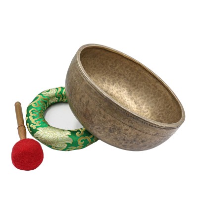 [old], Buddhist [real Antique] Hand Beaten [jambati] Singing Bowl, [select Accessories]