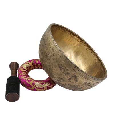 [old], Buddhist [real Antique] Hand Beaten [jambati] Singing Bowl, [select Accessories]