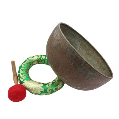 [old], Buddhist [real Antique] Hand Beaten [jambati] Singing Bowl, [select Accessories]