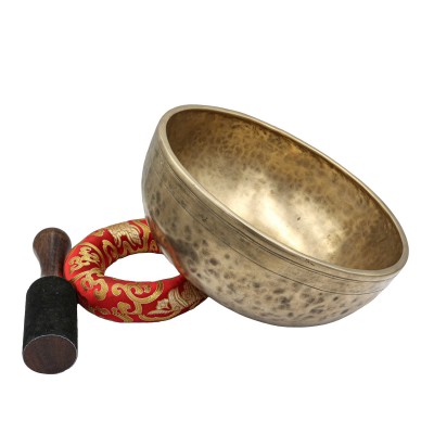 [old], Buddhist [real Antique] Hand Beaten [jambati] Singing Bowl, [select Accessories]
