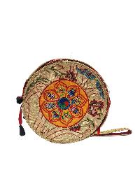 Chod Damaru, The [bawa Wood] Bhutanese [chod Damaru], [high Quality Wood] A With Brocade Cover And Tail