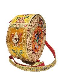 Chod Damaru, The [bawa Wood] Bhutanese [chod Damaru], [high Quality Wood] A With Brocade Cover And Tail