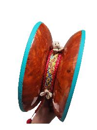 Chod Damaru, The [bawa Wood] Bhutanese [chod Damaru], [high Quality Wood] A With Brocade Cover And Tail