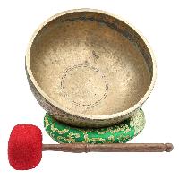 [old], Buddhist [real Antique] Hand Beaten [jambati] Singing Bowl, [select Accessories]
