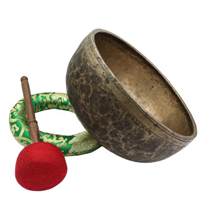 [old], Buddhist [real Antique] Hand Beaten [jambati] Singing Bowl, [select Accessories]