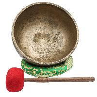 [old], Buddhist [real Antique] Hand Beaten [jambati] Singing Bowl, [select Accessories]