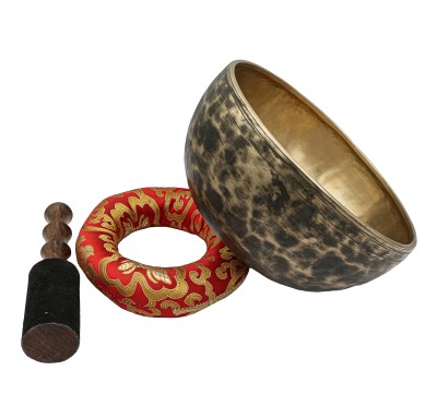 [old], Buddhist [real Antique] Hand Beaten [jambati] Singing Bowl, [select Accessories]