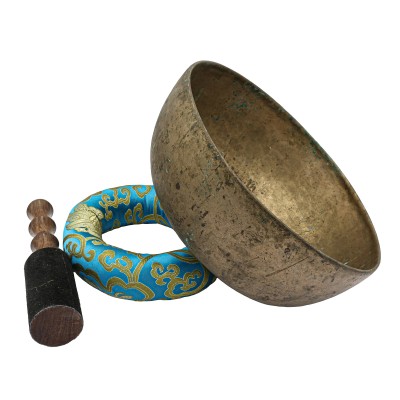 [old], Buddhist [real Antique] Hand Beaten [jambati] Singing Bowl, [select Accessories]