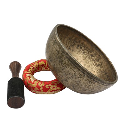 [old], Buddhist [real Antique] Hand Beaten [jambati] Singing Bowl, [select Accessories]