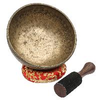 [old], Buddhist [real Antique] Hand Beaten [jambati] Singing Bowl, [select Accessories]
