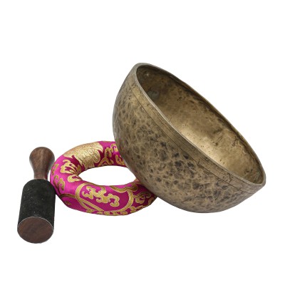 [old], Buddhist [real Antique] Hand Beaten [jambati] Singing Bowl, [select Accessories]