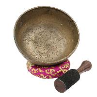 [old], Buddhist [real Antique] Hand Beaten [jambati] Singing Bowl, [select Accessories]