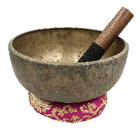 [old], Buddhist [real Antique] Hand Beaten [jambati] Singing Bowl, [select Accessories]