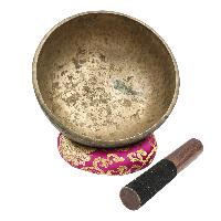 [old], Buddhist [real Antique] Hand Beaten [jambati] Singing Bowl, [select Accessories]