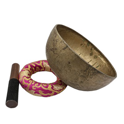 [old], Buddhist [real Antique] Hand Beaten [jambati] Singing Bowl, [select Accessories]