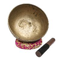[old], Buddhist [real Antique] Hand Beaten [jambati] Singing Bowl, [select Accessories]