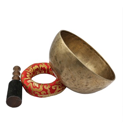 [old], Buddhist [real Antique] Hand Beaten [jambati] Singing Bowl, [select Accessories]