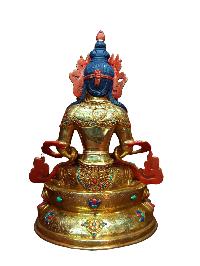 Buddhist Handmade Statue Of Aparimita, [full Fire Gold Plated], [face Painted], Amitayus, Chepame