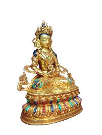 Buddhist Handmade Statue Of Aparimita, [full Fire Gold Plated], [face Painted], Amitayus, Chepame