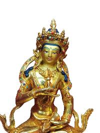Buddhist Handmade Statue Of Vajrasattva, [full Fire Gold Plated], [face Painted]