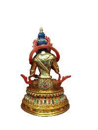 Buddhist Handmade Statue Of Vajrasattva, [full Fire Gold Plated], [face Painted]