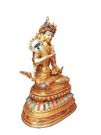 Buddhist Handmade Statue Of Vajrasattva, [full Fire Gold Plated], [face Painted]