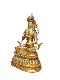 Buddhist Handmade Statue Of Vajrasattva, [full Fire Gold Plated], [face Painted]