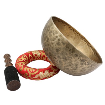 [old], Buddhist [real Antique] Hand Beaten [jambati] Singing Bowl, [select Accessories]