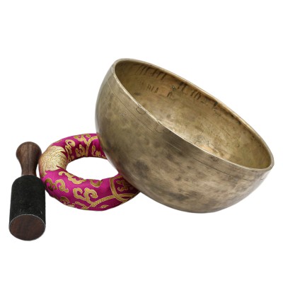 [old], Buddhist [real Antique] Hand Beaten [jambati] Singing Bowl, [select Accessories]