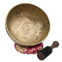 [old], Buddhist [real Antique] Hand Beaten [jambati] Singing Bowl, [select Accessories]