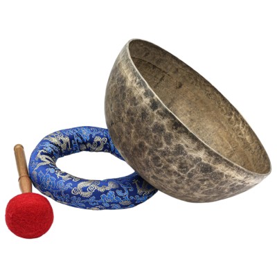 [old], Buddhist [real Antique] Hand Beaten [jambati] Singing Bowl, [select Accessories]