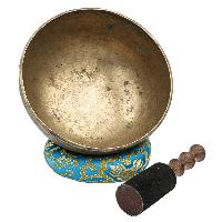 [old], Buddhist [real Antique] Hand Beaten [jambati] Singing Bowl, [select Accessories]