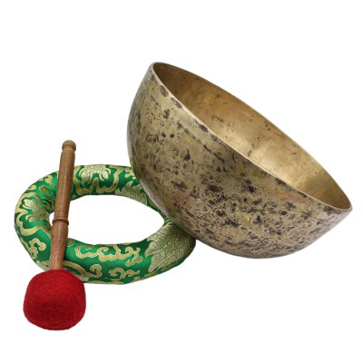 [old], Buddhist [real Antique] Hand Beaten [jambati] Singing Bowl, [select Accessories]
