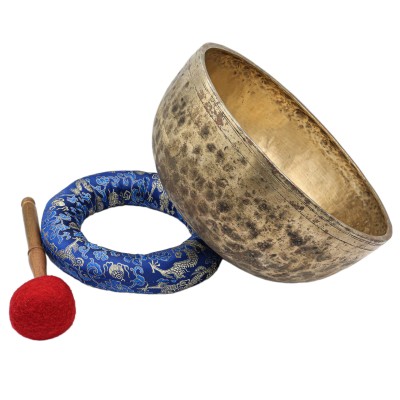 [old], Buddhist [real Antique] Hand Beaten [jambati] Singing Bowl, [select Accessories]