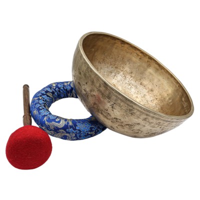 [old], Buddhist [real Antique] Hand Beaten [jambati] Singing Bowl, [select Accessories]