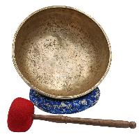 [old], Buddhist [real Antique] Hand Beaten [jambati] Singing Bowl, [select Accessories]