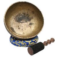 [old], Buddhist [real Antique] Hand Beaten [jambati] Singing Bowl, [select Accessories]