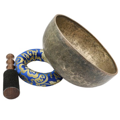 [old], Buddhist [real Antique] Hand Beaten [jambati] Singing Bowl, [select Accessories]