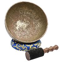 [old], Buddhist [real Antique] Hand Beaten [jambati] Singing Bowl, [select Accessories]