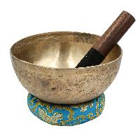 [old], Buddhist [real Antique] Hand Beaten [jambati] Singing Bowl, [select Accessories]