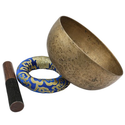 [old], Buddhist [real Antique] Hand Beaten [jambati] Singing Bowl, [select Accessories]