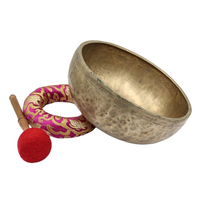 [old], Buddhist [real Antique] Hand Beaten [jambati] Singing Bowl, [select Accessories]