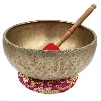 [old], Buddhist [real Antique] Hand Beaten [jambati] Singing Bowl, [select Accessories]