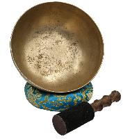 [old], Buddhist [real Antique] Hand Beaten [jambati] Singing Bowl, [select Accessories]
