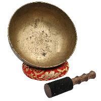 [old], Buddhist [real Antique] Hand Beaten [jambati] Singing Bowl, [select Accessories]