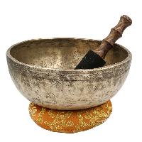 [old], Buddhist [real Antique] Hand Beaten [jambati] Singing Bowl, [select Accessories]