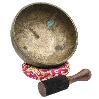 [old], Buddhist [real Antique] Hand Beaten [jambati] Singing Bowl, [select Accessories]