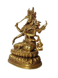 Tibetan Buddhist Statue Of Maha Manjushree, [full Gold Plated]