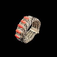 Metal Bracelet With Five [stone Setting], Coral